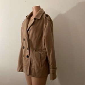 I. B. diffusion Jacket Tan 6 Button Front Jacket  Buttons sleeve/Shoulder EUC